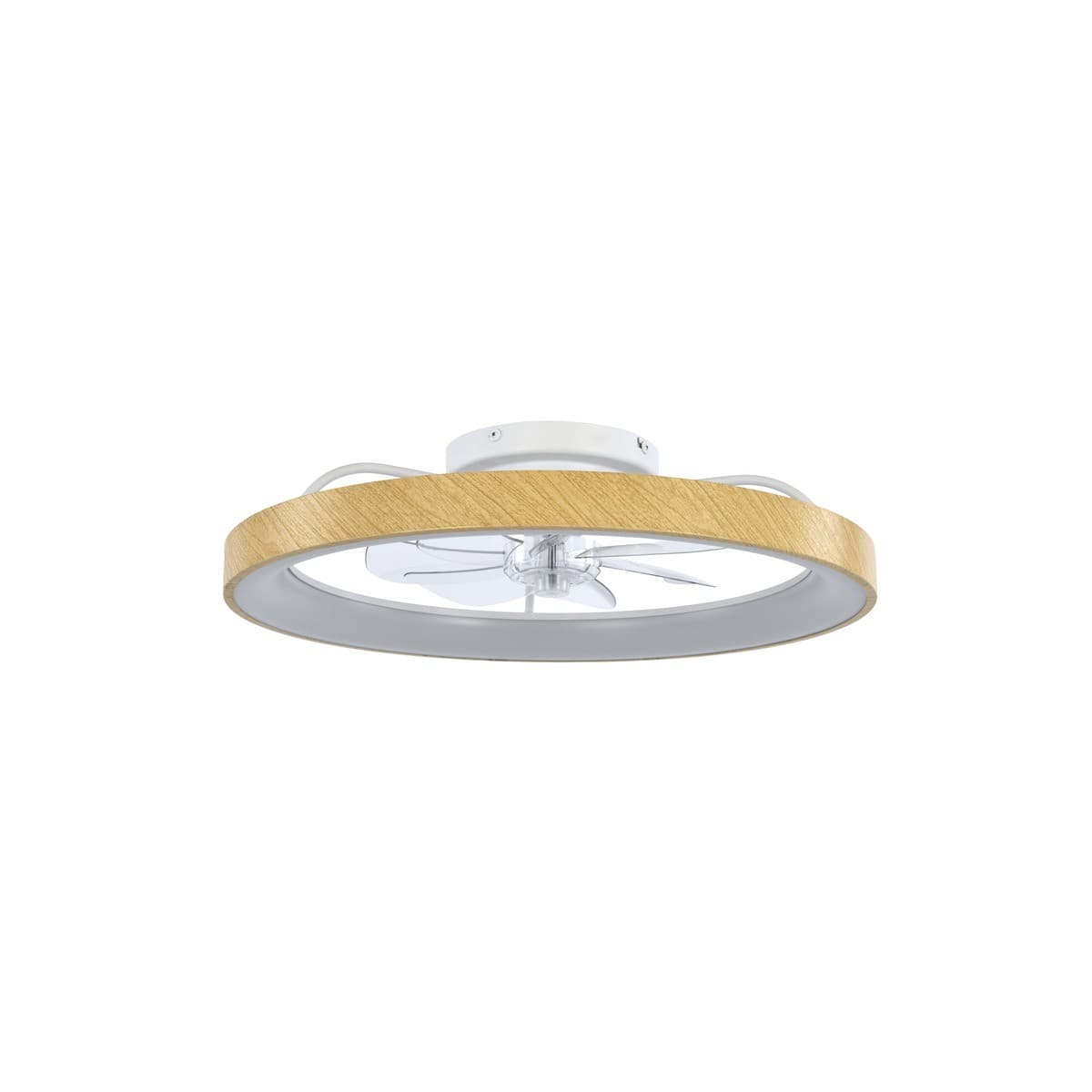 Airis Flush DC Ceiling Fan with 600mm LED Light in White with Teak-img-1