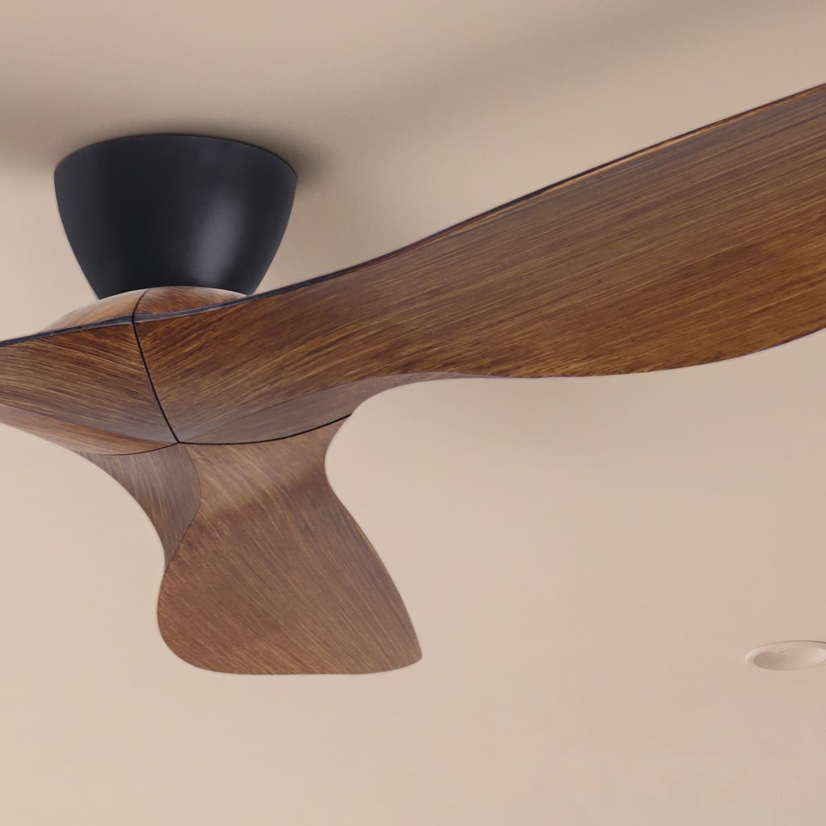 Kyber 137cm DC Close to Ceiling Fan in Black with Koa Blades-img-2
