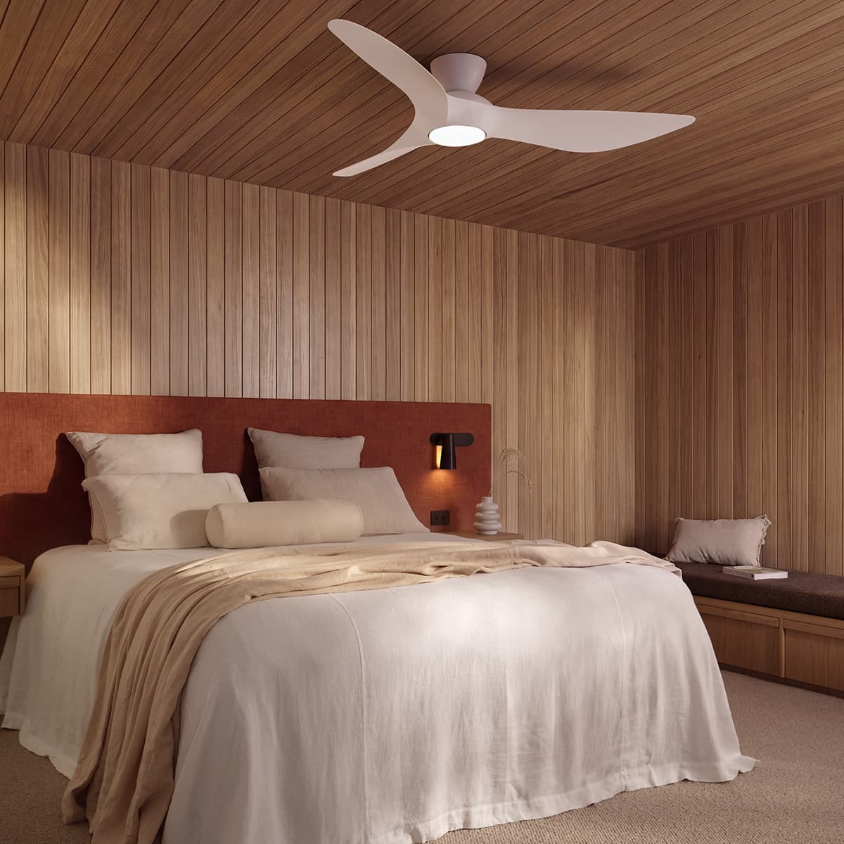 Kyber 137cm DC Close to Ceiling Fan with Light in White