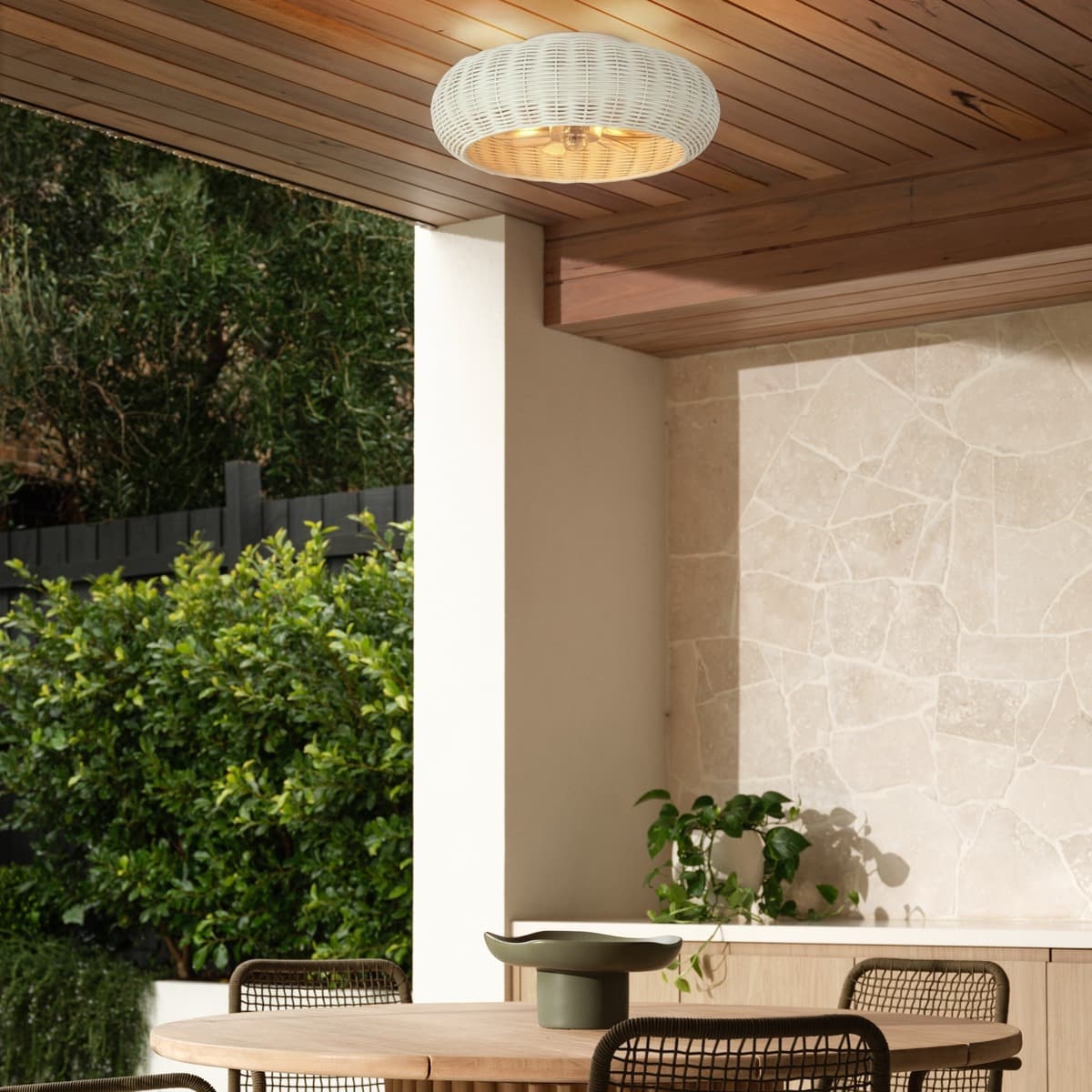 Lorne 500mm IP44 DC Flush Fan with Light in White