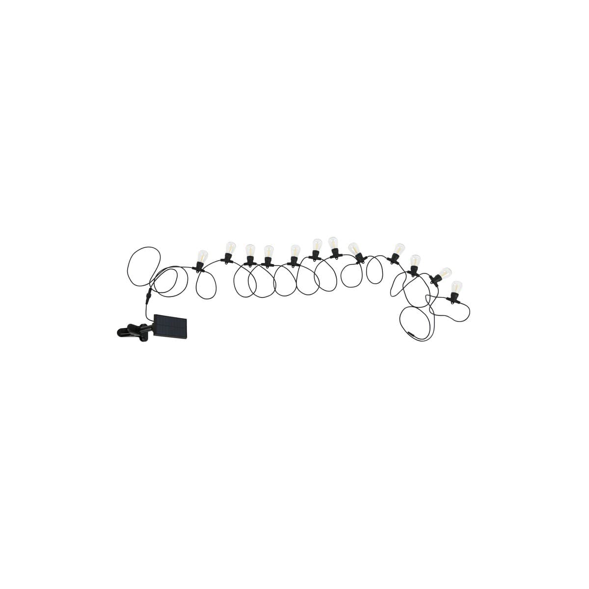 Festoon Solar 12 Light LED Exterior String Light Kit in Black with Warm White-img-1