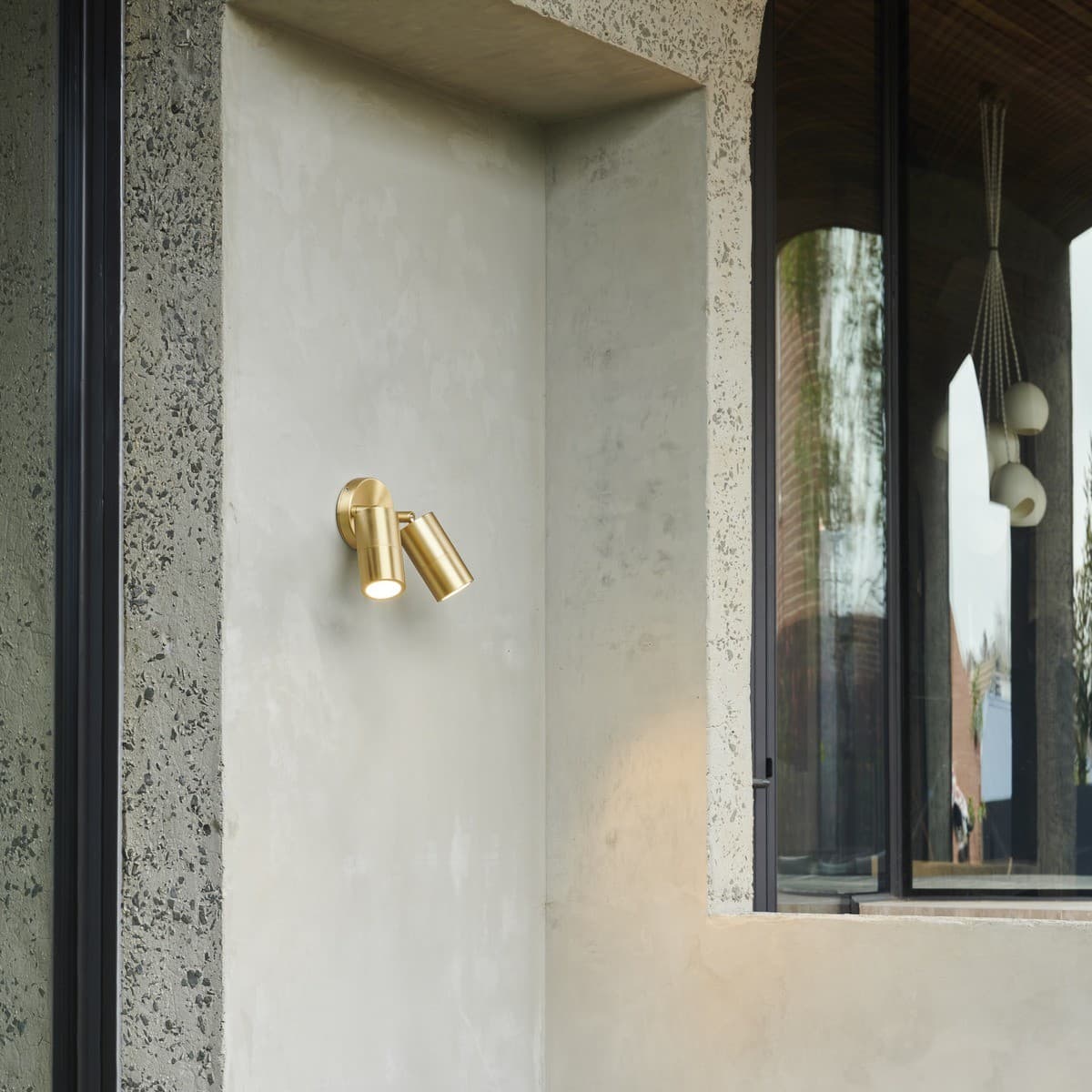 Made By Mayfair Seaside Exterior 2 Light Adjustable Spotlight in Brass
