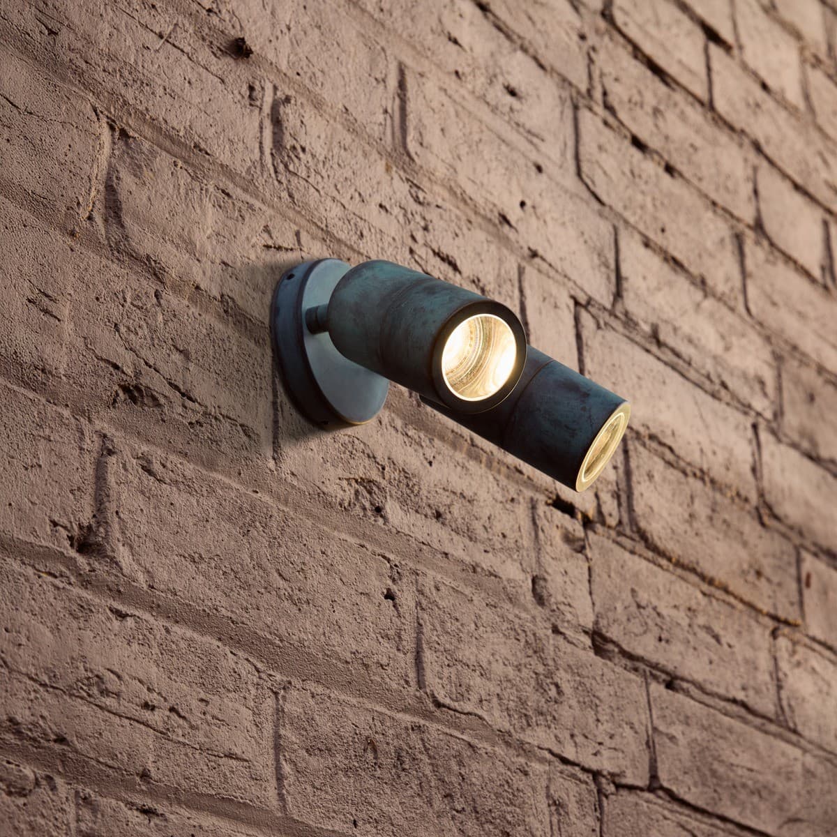 Made By Mayfair Seaside Exterior 2 Light Adjustable Spotlight in Verdigris