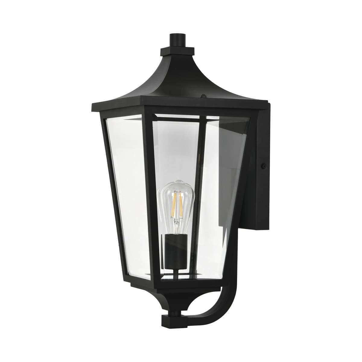 Leon 1 Light Medium Exterior Wall Lantern in Black