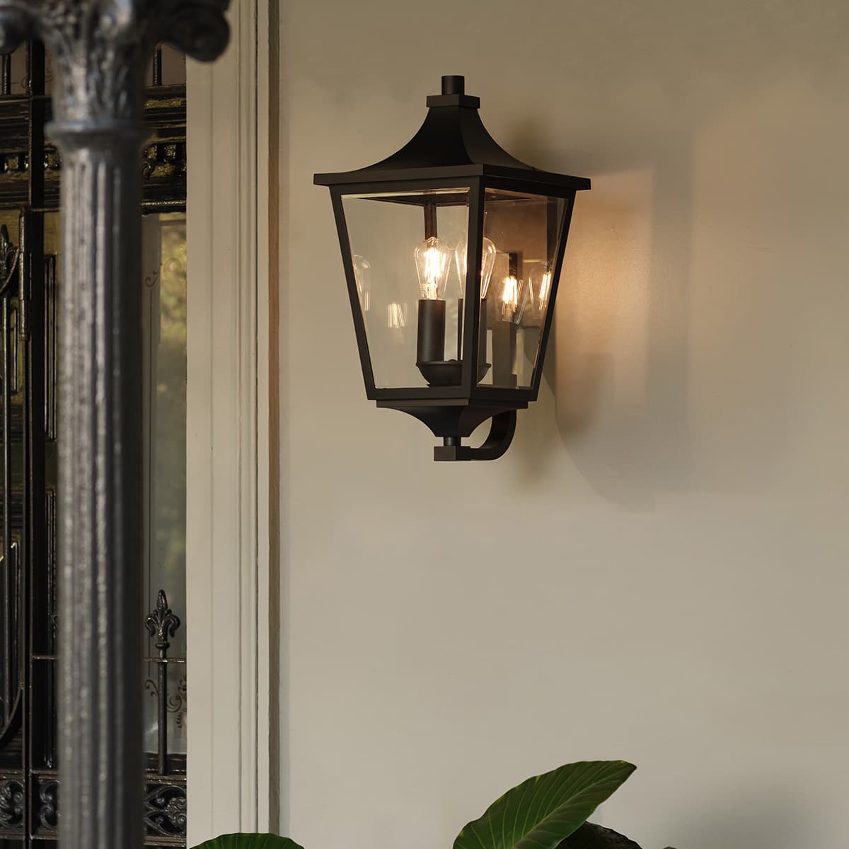 Leon 2 Light Large Exterior Wall Lantern in Black
