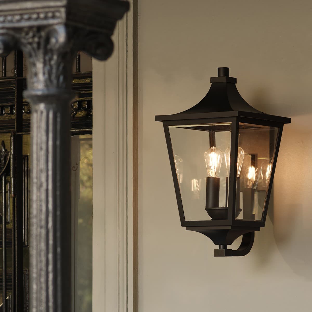 Leon 2 Light Large Exterior Wall Lantern in Black