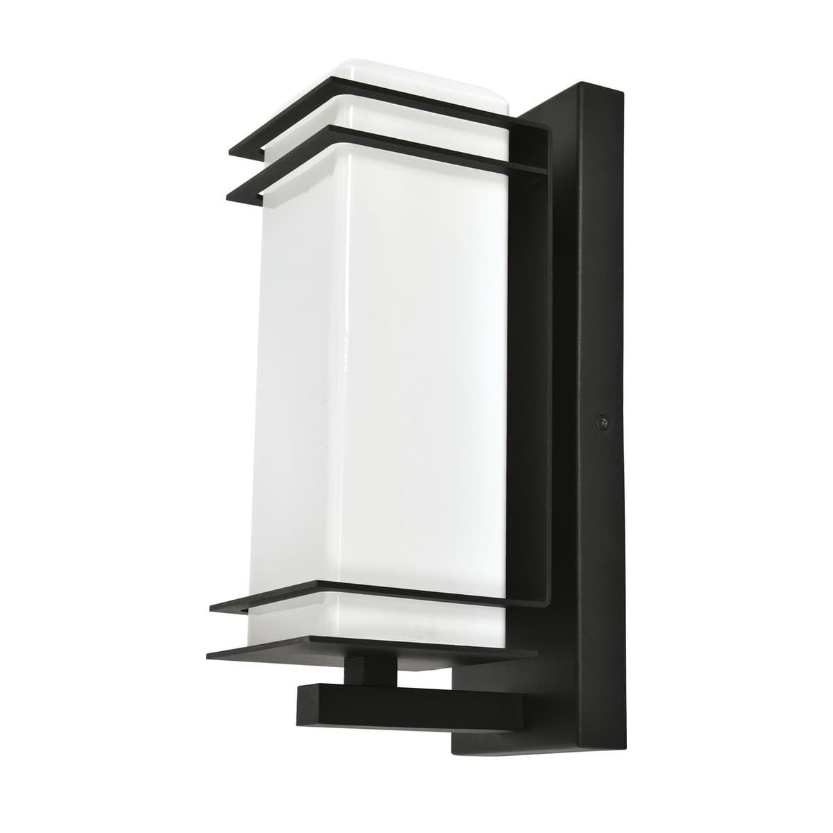 Burnham 1 Light Small Exterior Wall Bracket in Black with Opal Glass-img-1