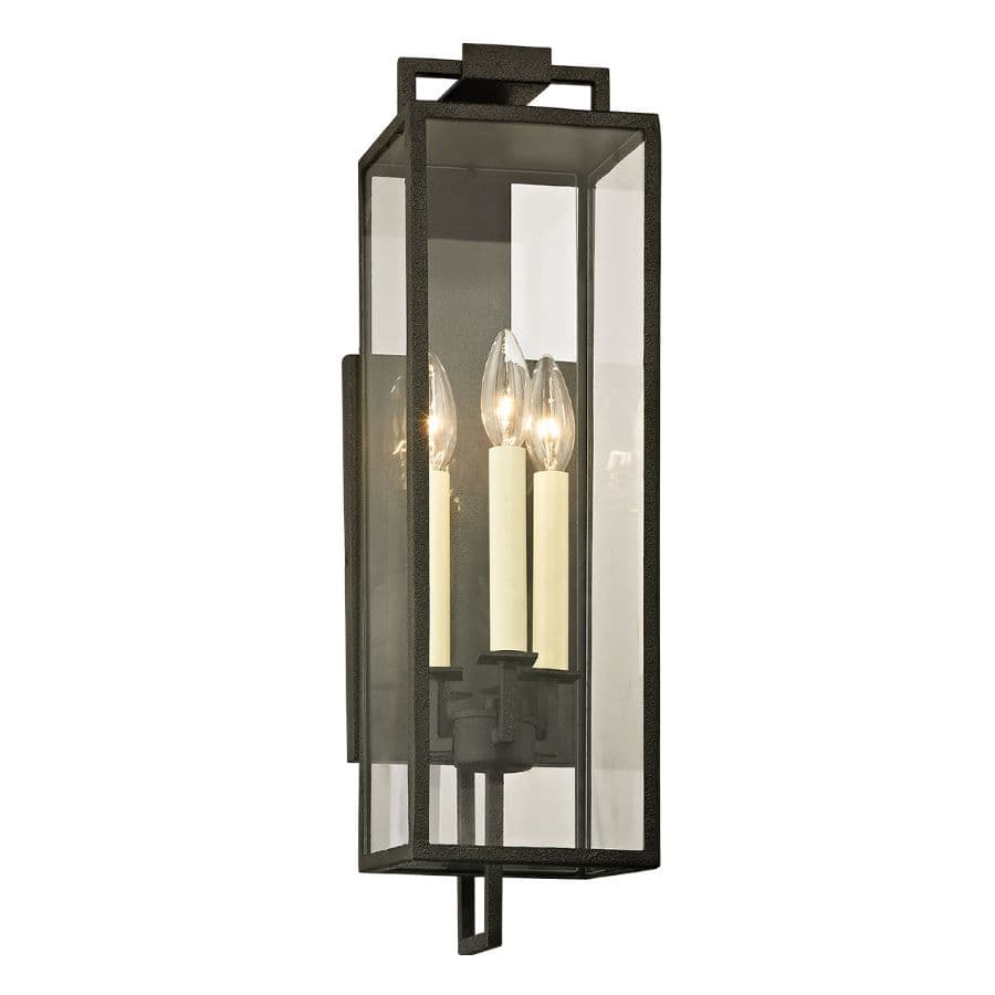Fox 3 Light Outdoor Wall Lantern in Forged Iron