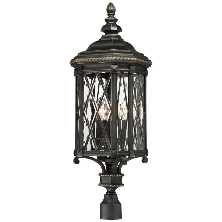Elm 4 Light Outdoor Post Top Lantern in Black