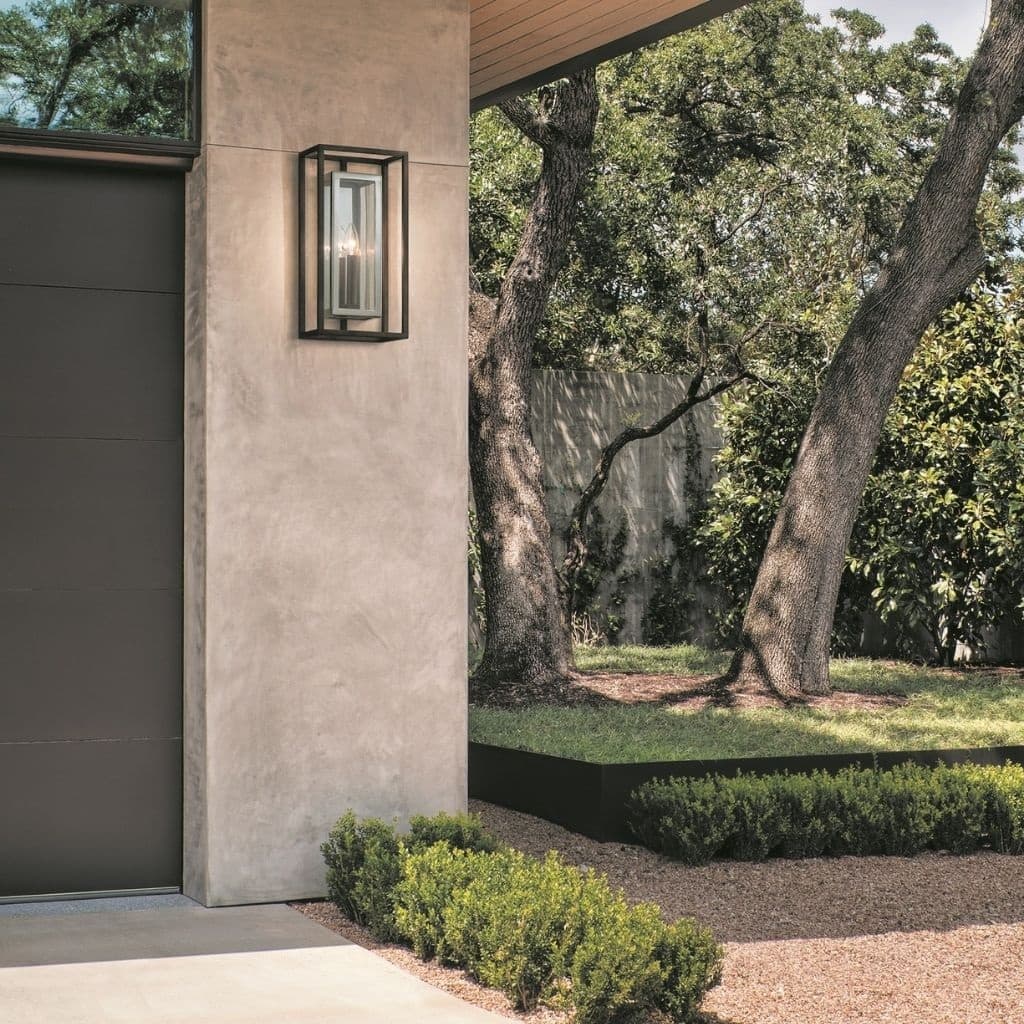 Lake 1 Light Outdoor Wall Lantern in Bronze & Polished Stainless Steel