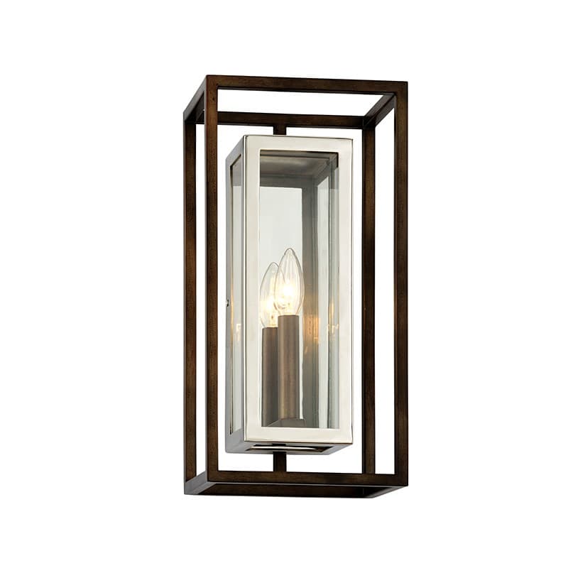 Lake 1 Light Outdoor Wall Lantern in Bronze & Polished Stainless Steel