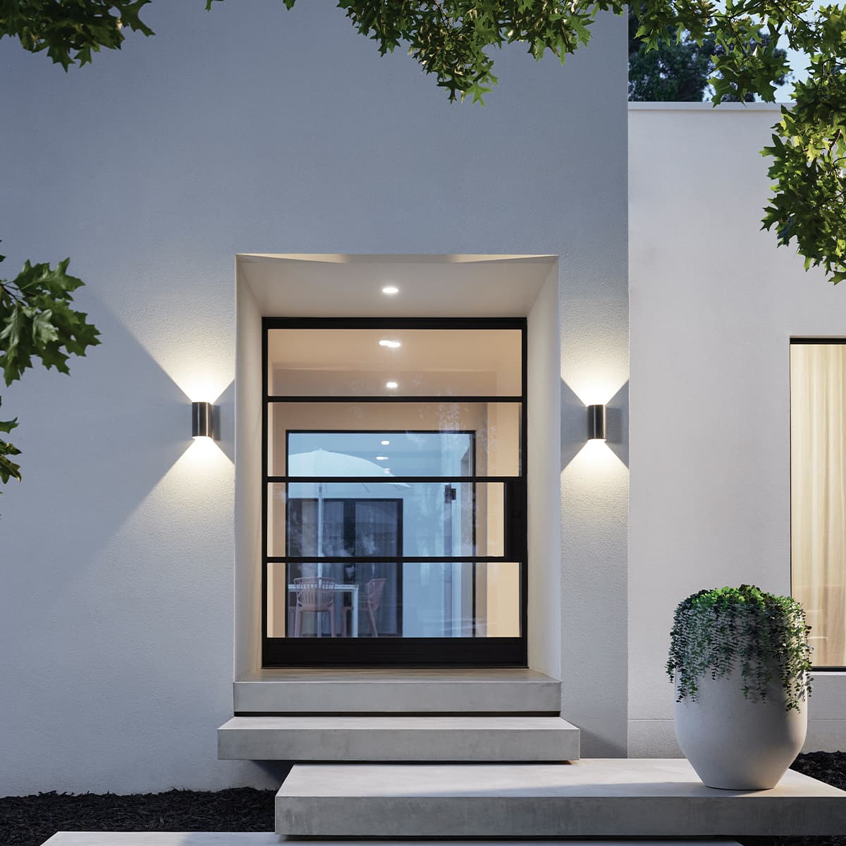 MFL Tanimi Cylinder LED Up/Down Exterior Wall Light in Black