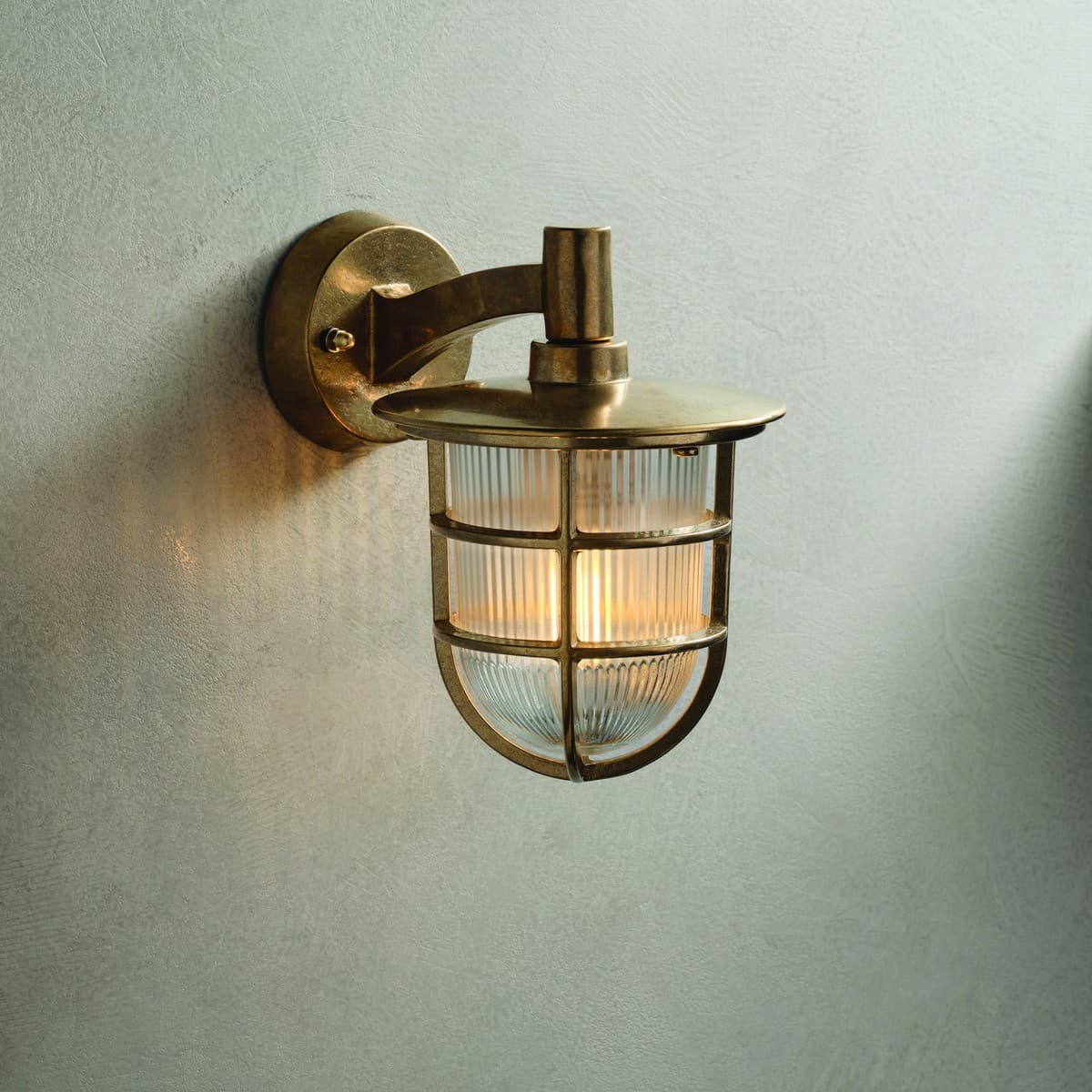Santorini Palos 1 Light Wall Bracket with Cage in Solid Brass-img-2