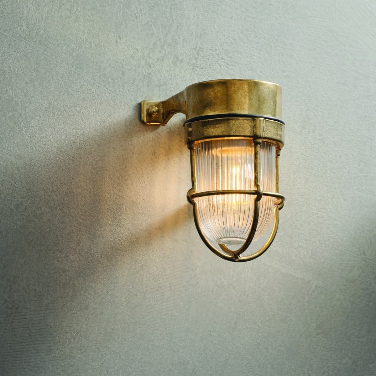 Santorini 1 Light Small Wall Bracket with Cage in Solid Brass-img-2