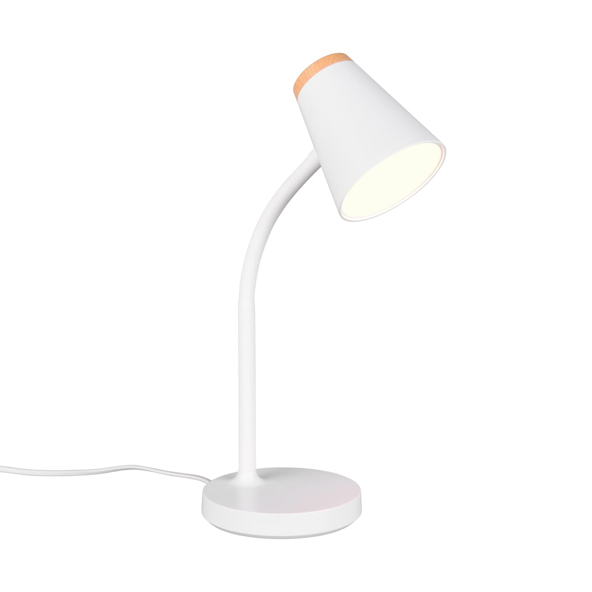 Mae Adjustable LED Table Lamp in White with Teak-img-1