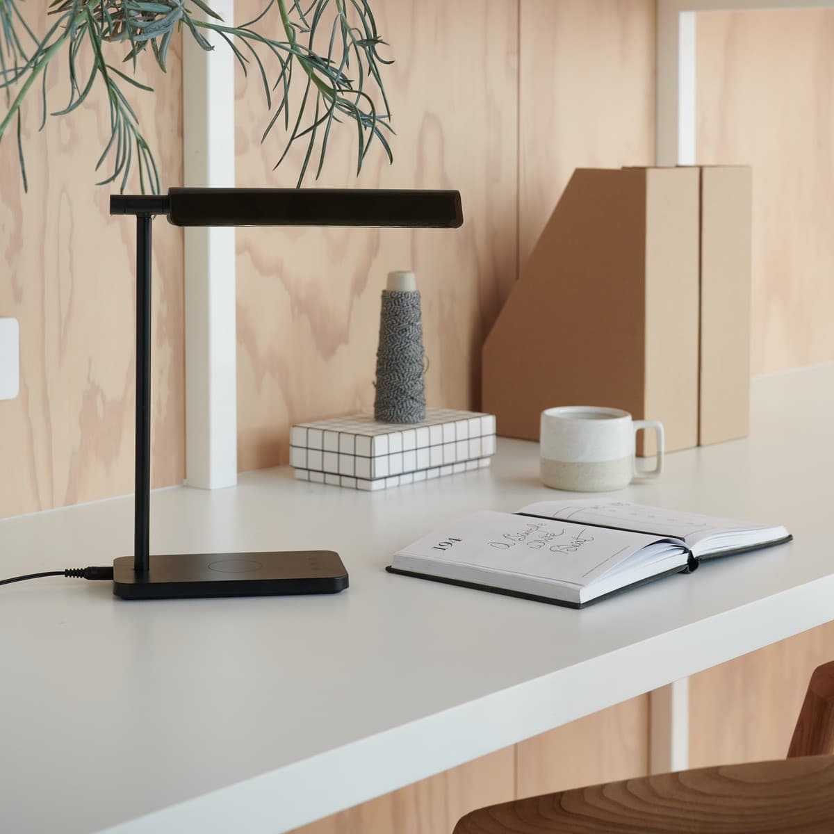 Hansen LED Dimmable Table Lamp with Wireless Phone Charger in Black