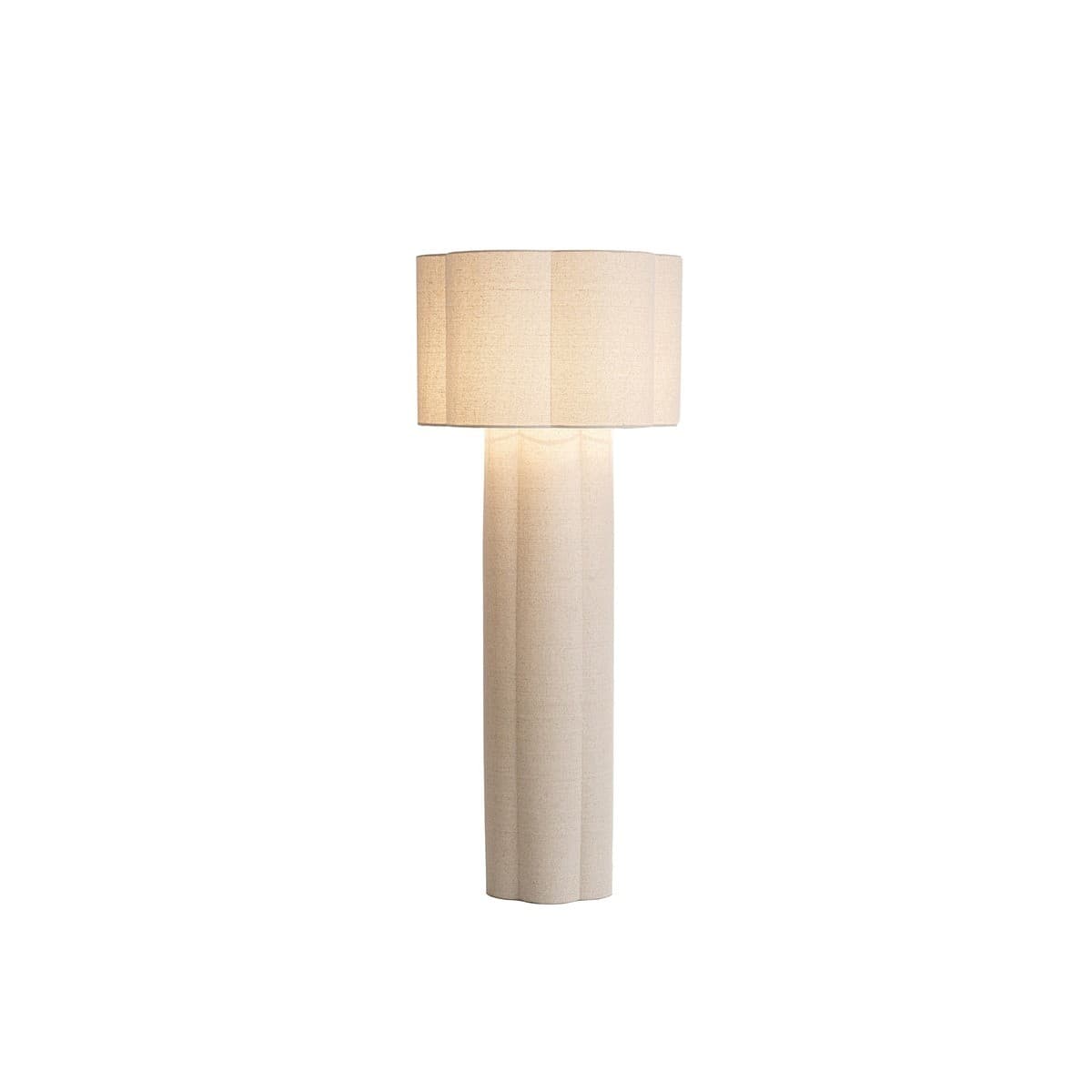 Astrid 1 Light Scalloped Floor Lamp in Natural Linen-img-1