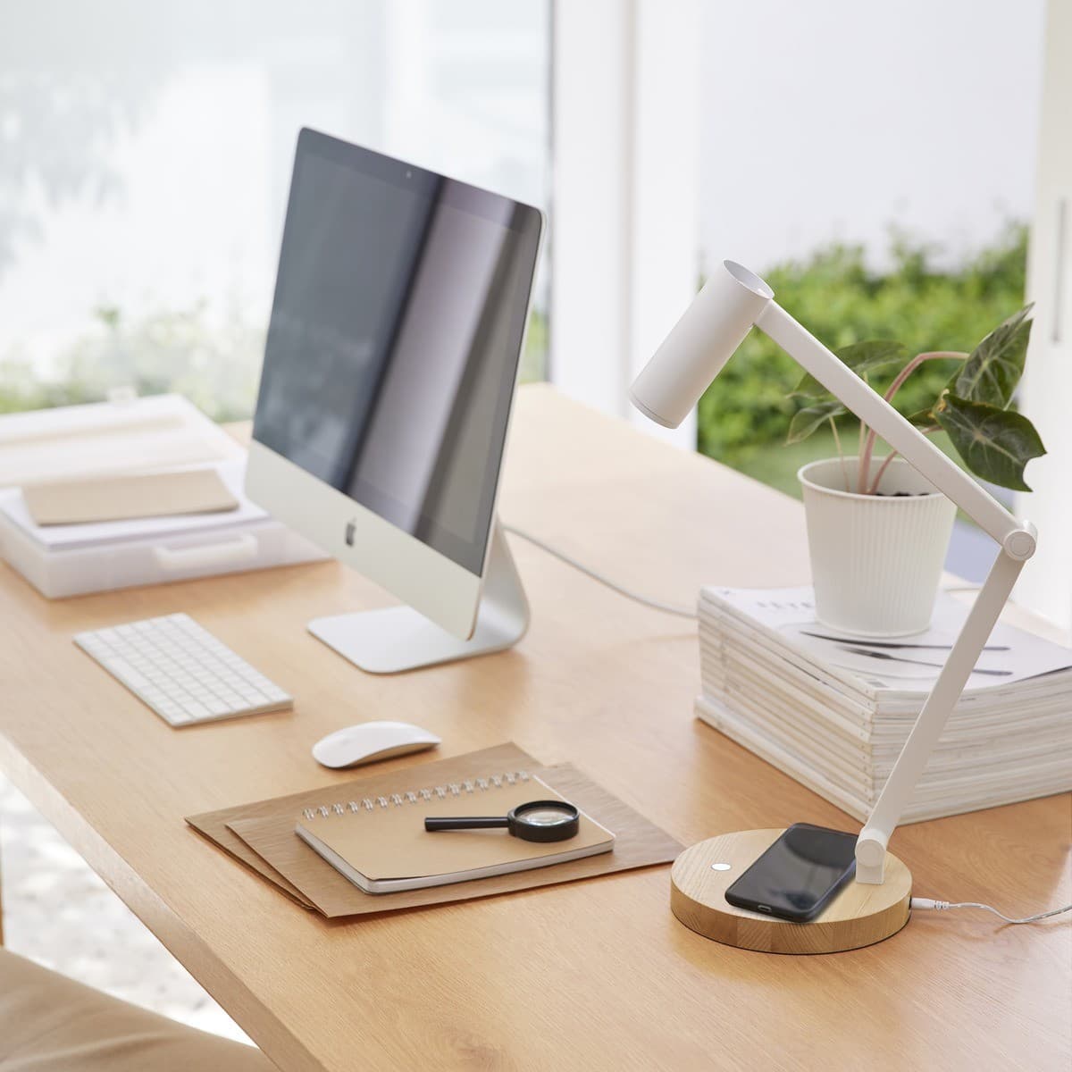 LEDlux Connor LED Table Lamp with Wireless Phone Charger in White