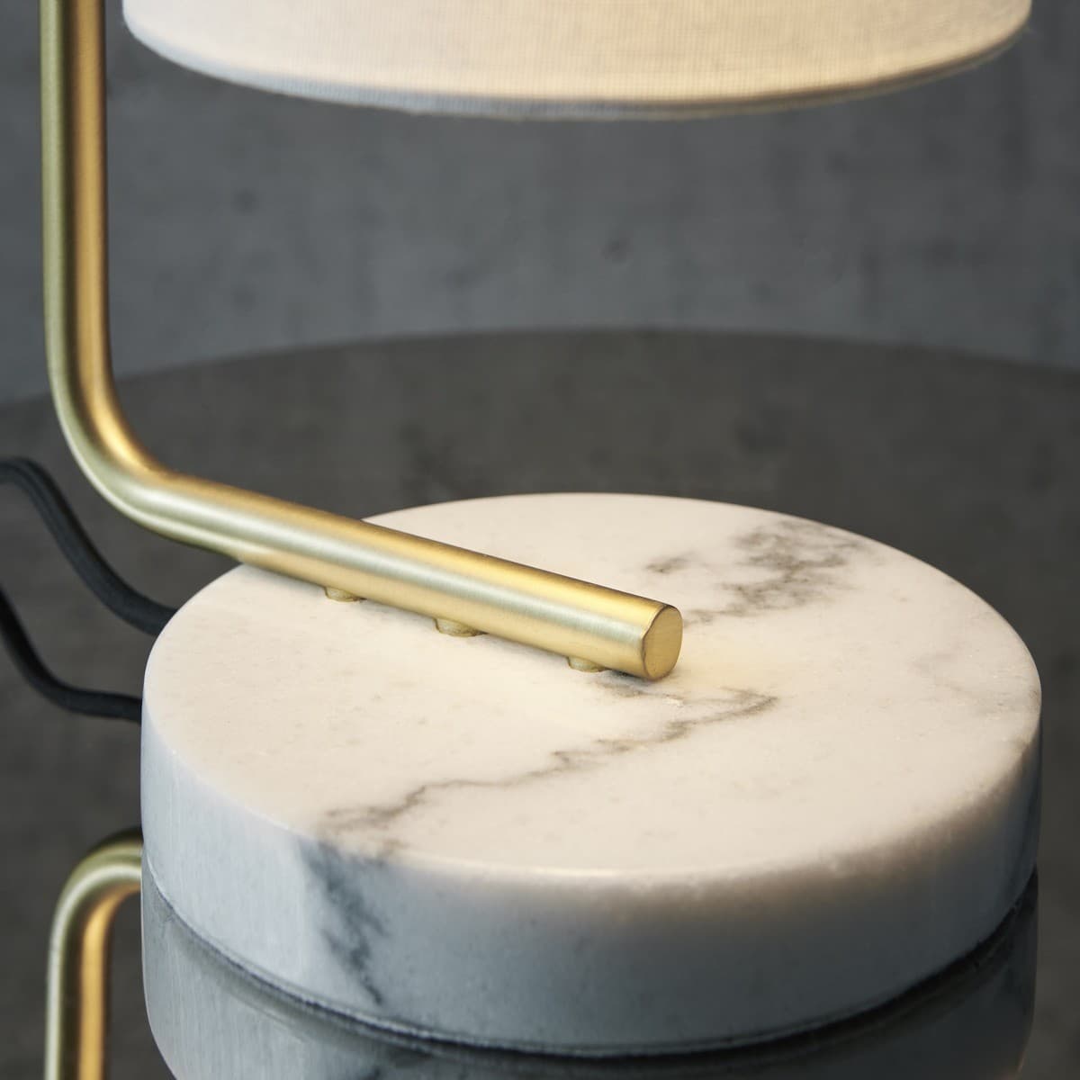 Astley 1 Light Table Lamp in Brass with Marble Base and White Linen Shade-img-4