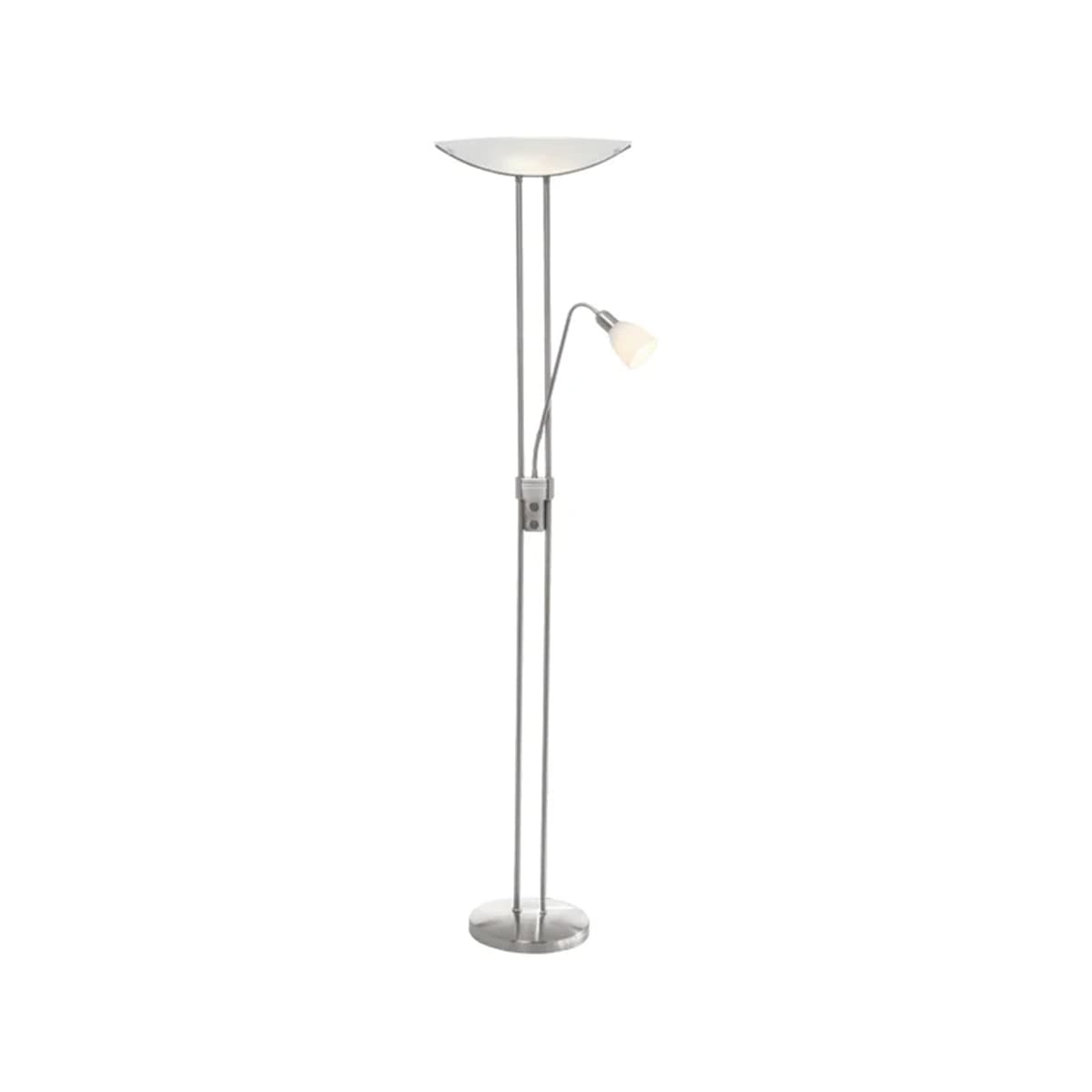 Baya 3 Light Mother and Child Uplight in Brushed Chrome with Frosted Glass-img-1