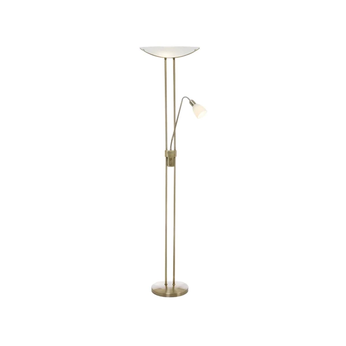Baya 3 Light Mother and Child Uplighter in Antique Brass with Frosted Glass-img-1