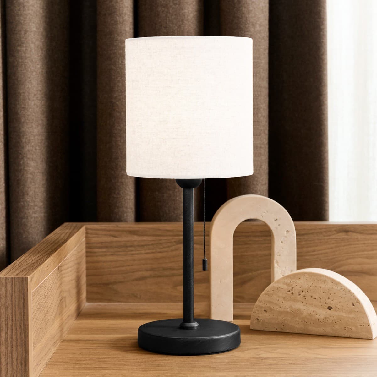 Bree Small Table Lamp in Black with White Shade-img-2