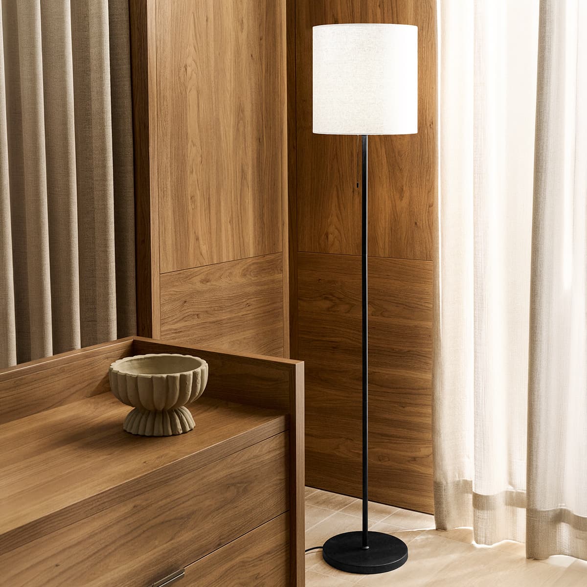 Bree Floor Lamp in Black with White Shade-img-2