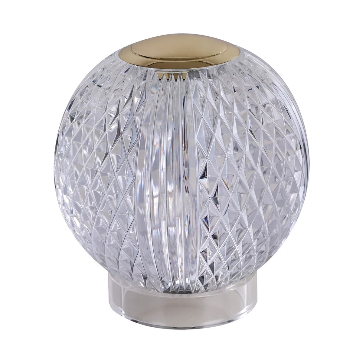 Callea LED Portable Rechargable Table Lamp in Brushed Brass with Clear Crystal-Look Acrylic-img-1