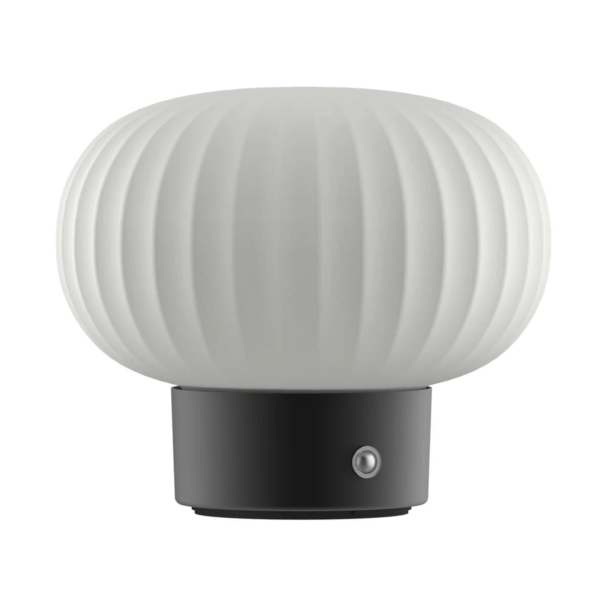 Ellidy Medium LED Portable Rechargable Table Lamp in Black with Ribbed Opal Glass Shade-img-1