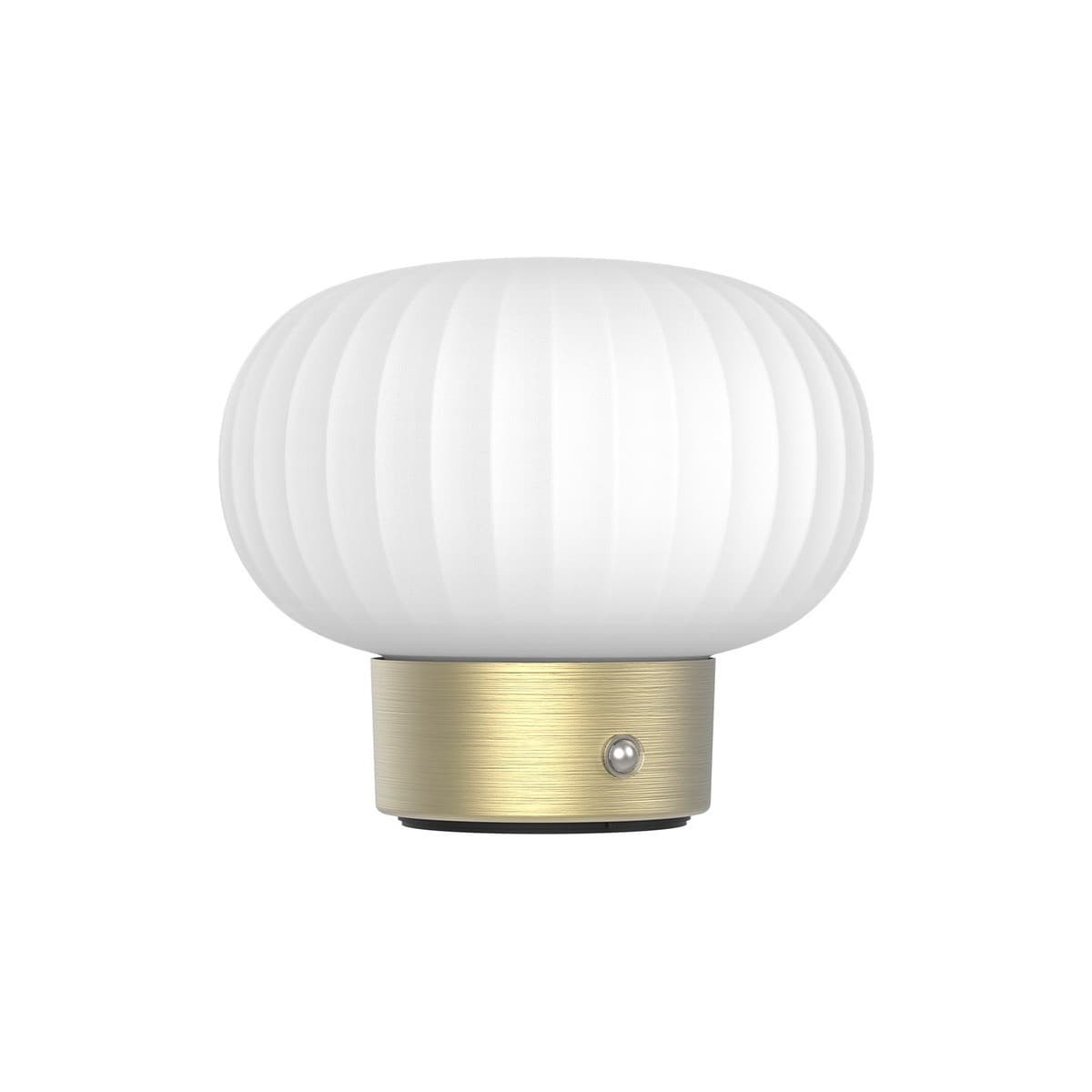 Ellidy Medium LED Portable Rechargable Table Lamp in Brass with Ribbed Opal Glass Shade-img-1