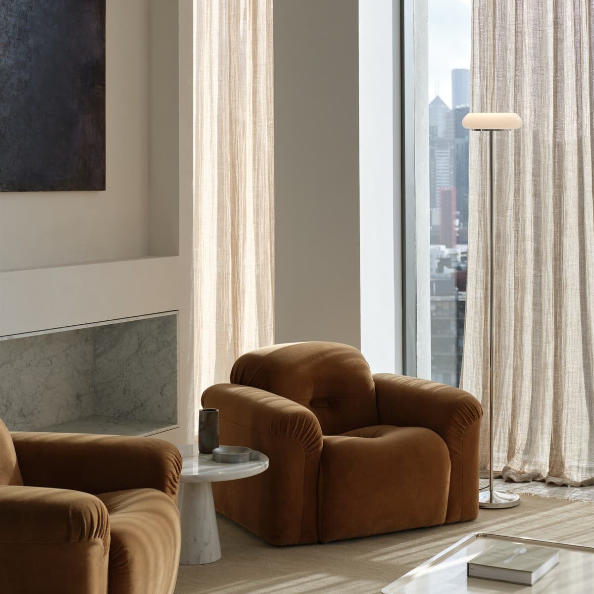 Loch Uplighter Floor Lamp in Chrome with Opal Glass-img-2