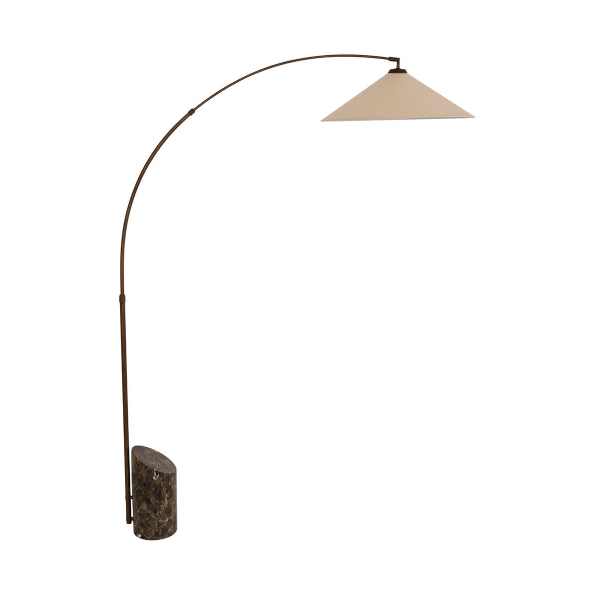 Valerie Floor Lamp in Bronze with Brown Marble and Natural Linen