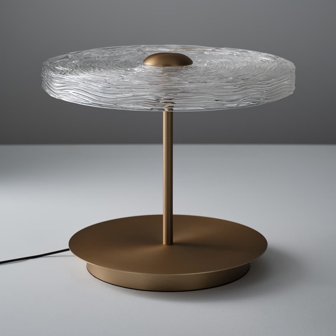 Goddess LED Glass Table Lamp in Aged Brass