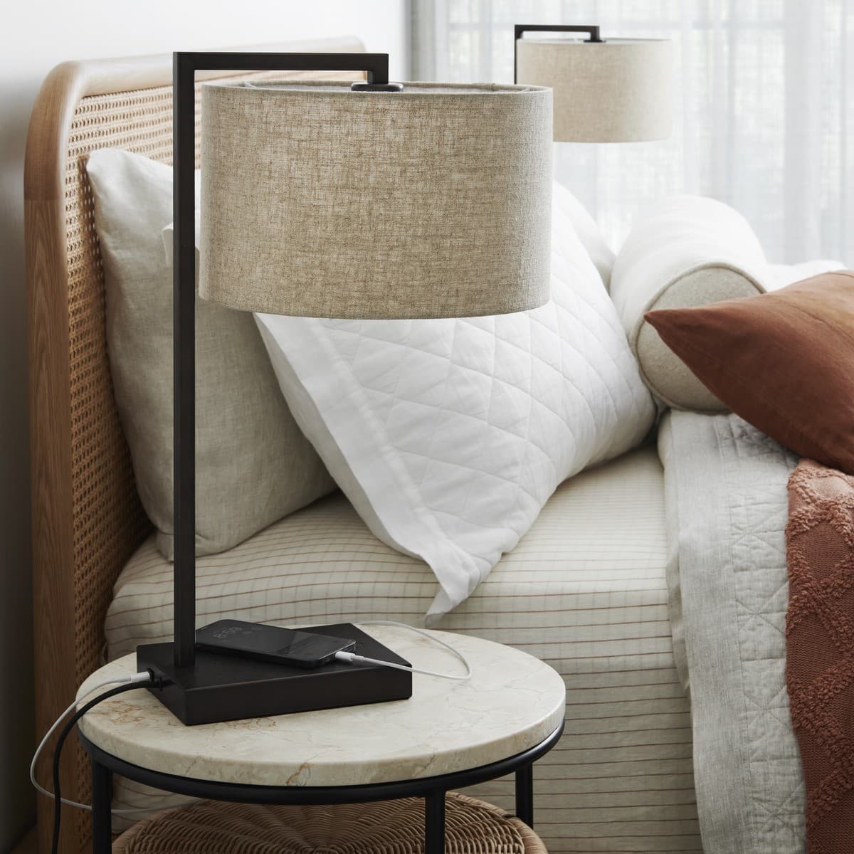 Maya 1 Light Table Lamp in Black, 2 Pack, with USB-img-3