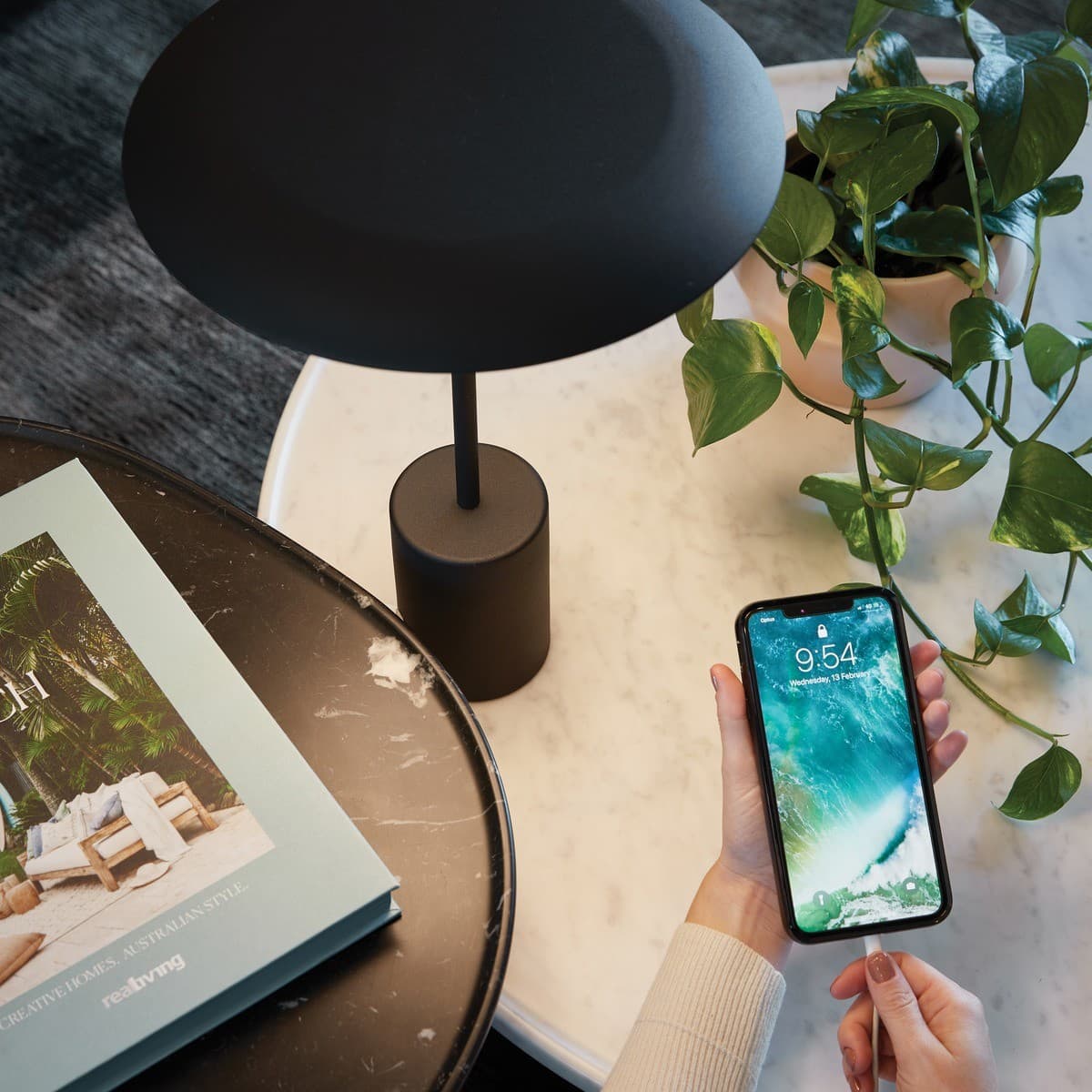 Smith LED Table Lamp with USB Port in Black