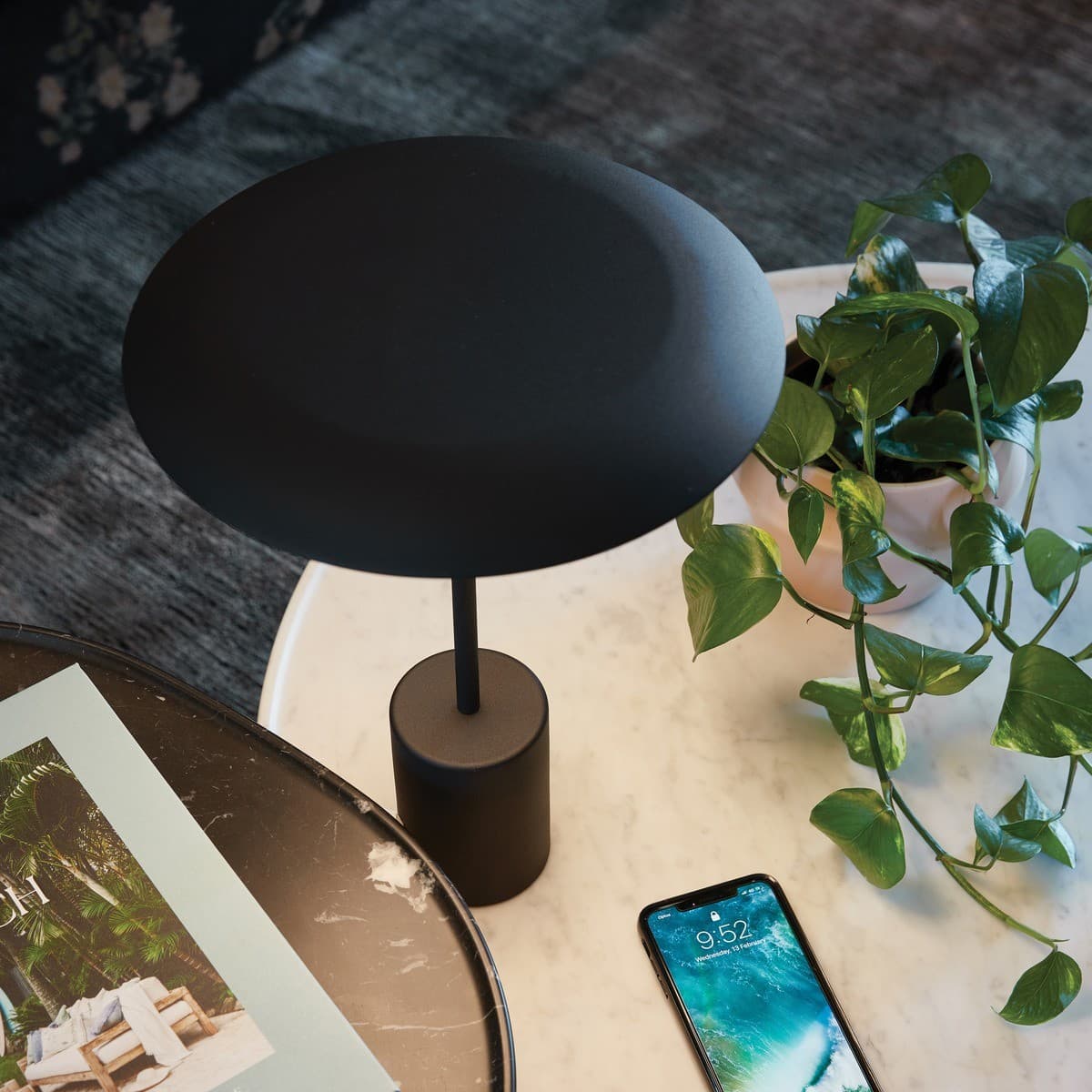 Smith LED Table Lamp with USB Port in Black