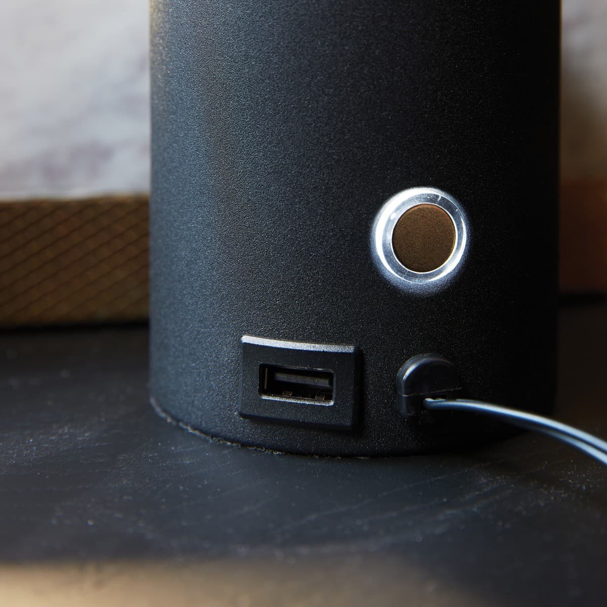 Smith LED Table Lamp with USB Port in Black