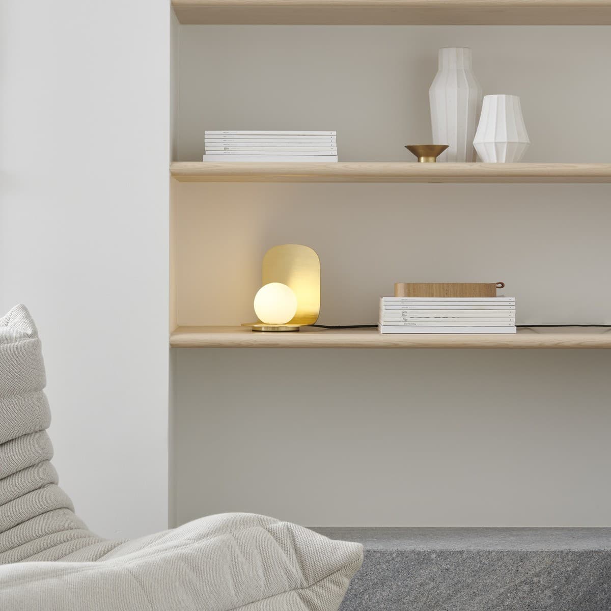 Attica 1 Light Table Lamp in Brass with Matte Glass Shade-img-5