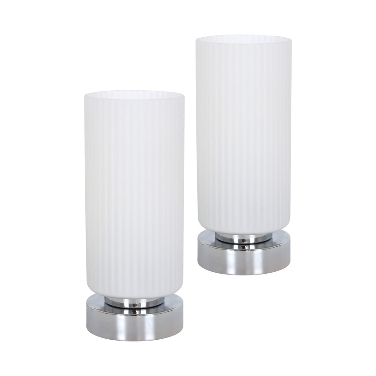 Curtis 1 Light Touch Table Lamp in Chrome with Opal Glass with USB 2 Pack-img-1