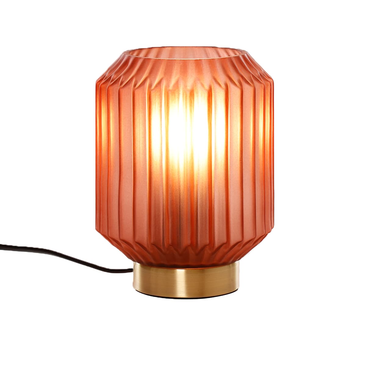 Clancy 1 Light Table Lamp in Brass with Pink Glass Shade-img-1