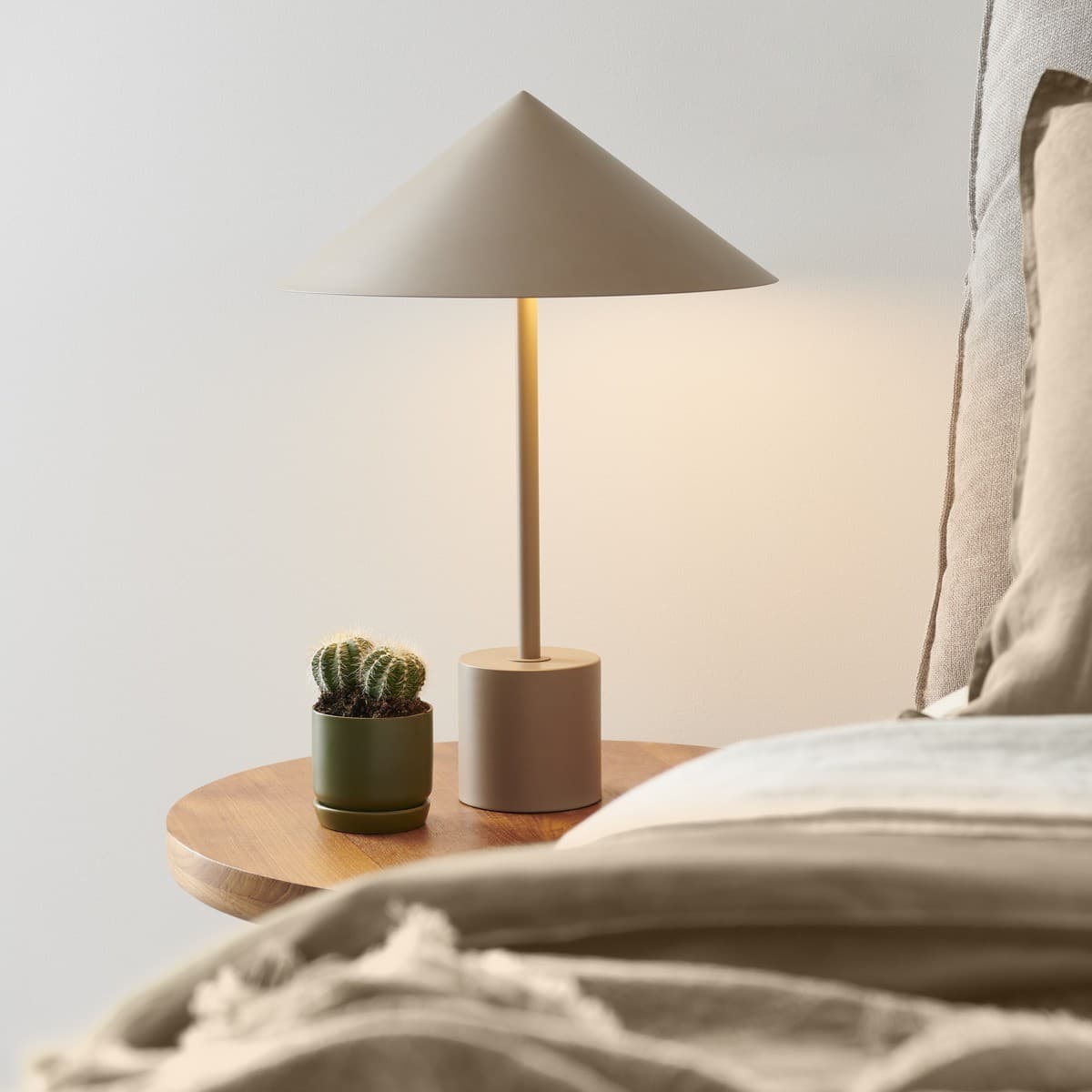 Margot 2 Light Table Lamp in Bisque with Metal Conical Shade-img-3