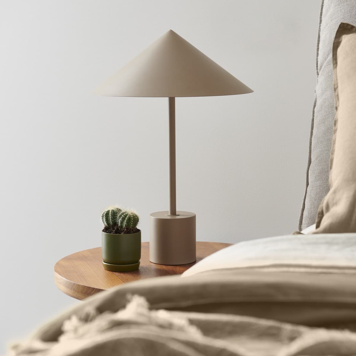 Margot 2 Light Table Lamp in Bisque with Metal Conical Shade-img-4