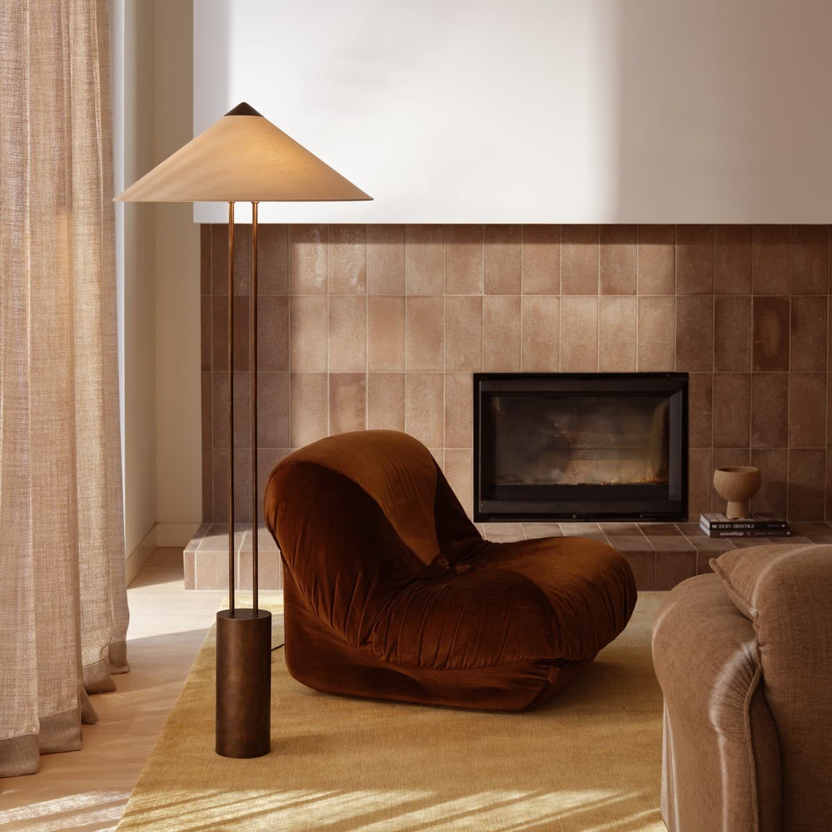 Jaxon 3 Light Floor Lamp in Bronze with Natural Linen Shade-img-2
