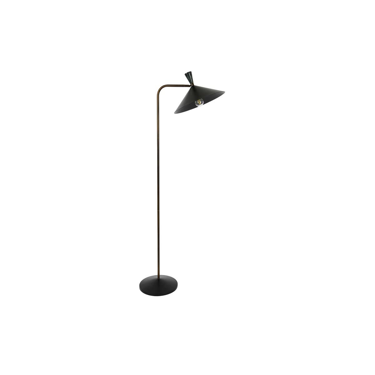 Campari 1 Light Floor Lamp in Black with Green Marble and Bronze Details-img-1