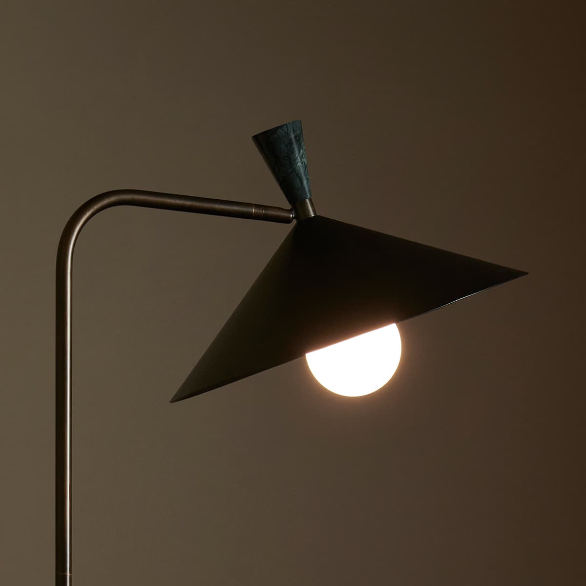 Campari 1 Light Floor Lamp in Black with Green Marble and Bronze Details-img-3
