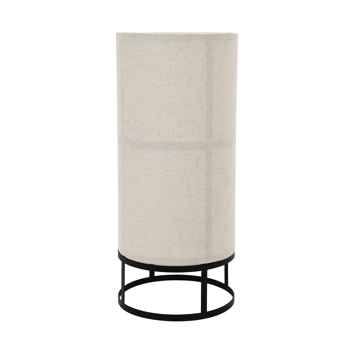 Hana 1 Light Table Lamp in Black with Natural Linen Shade