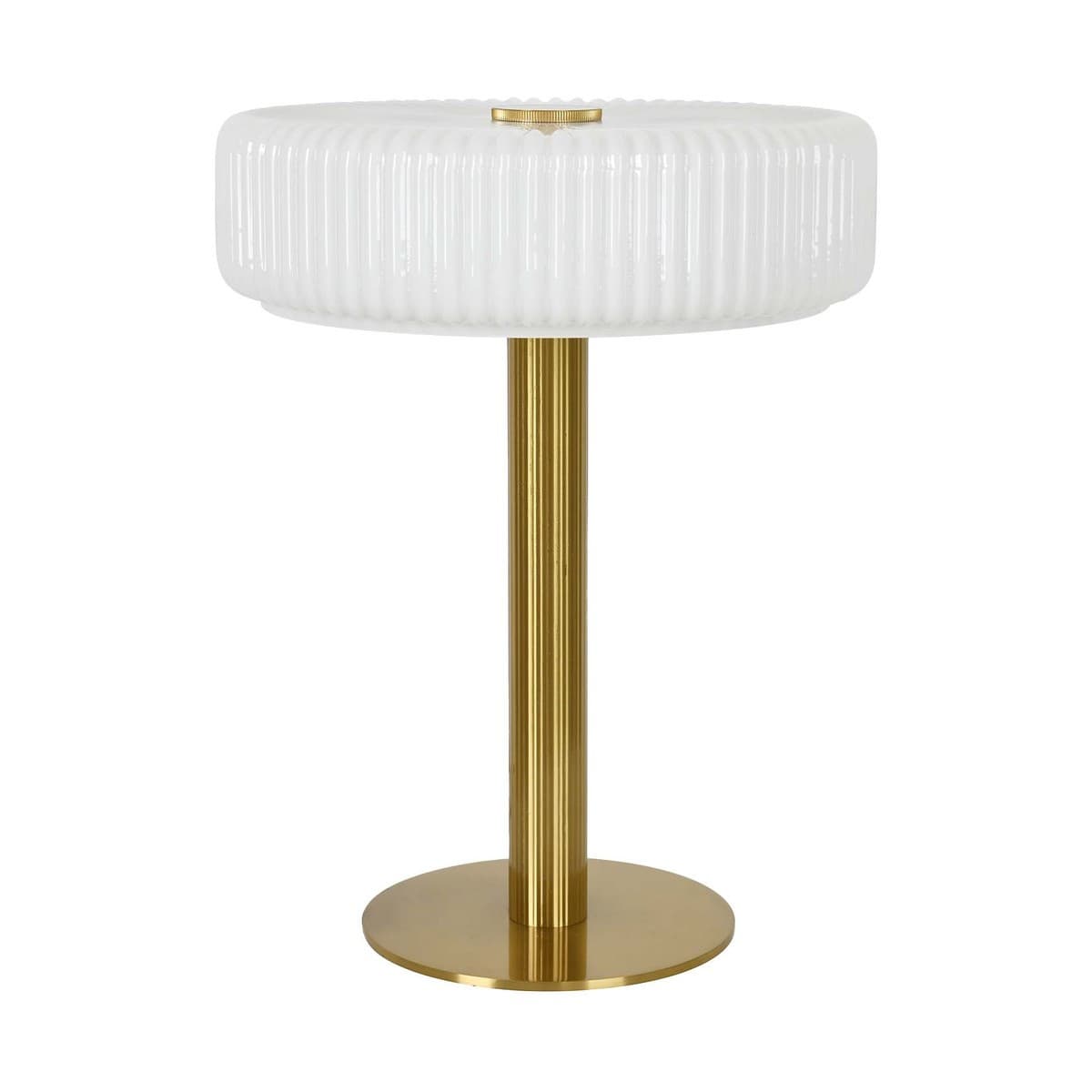 Denver 2 Light Table Lamp in Brass with Ribbed Opal Glass-img-1