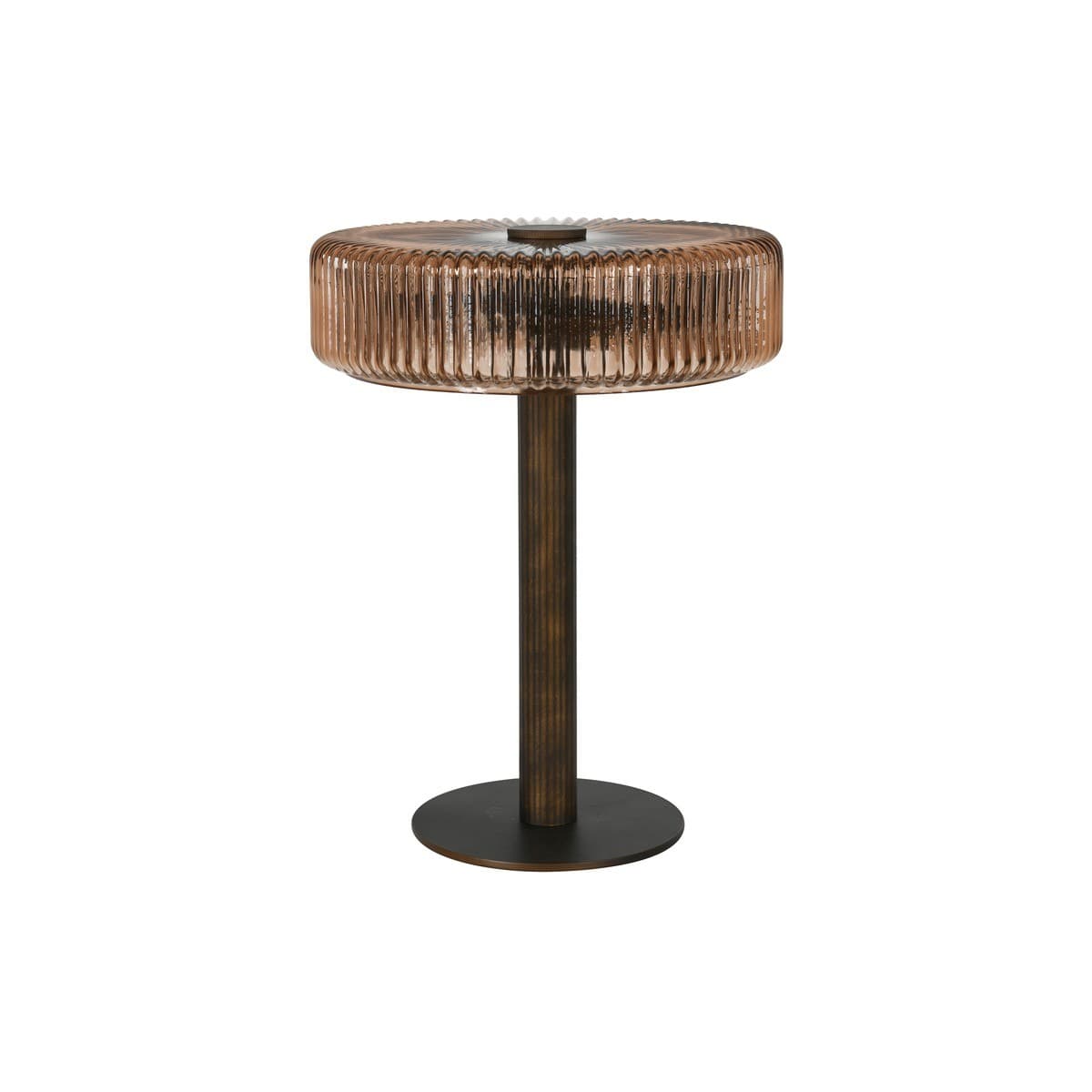 Denver 2 Light Table Lamp in Bronze with Ribbed Sepia Glass