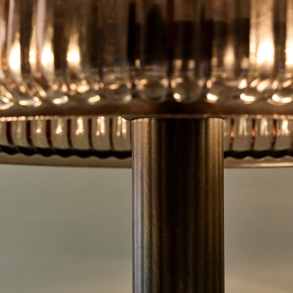 Denver 2 Light Table Lamp in Bronze with Ribbed Sepia Glass