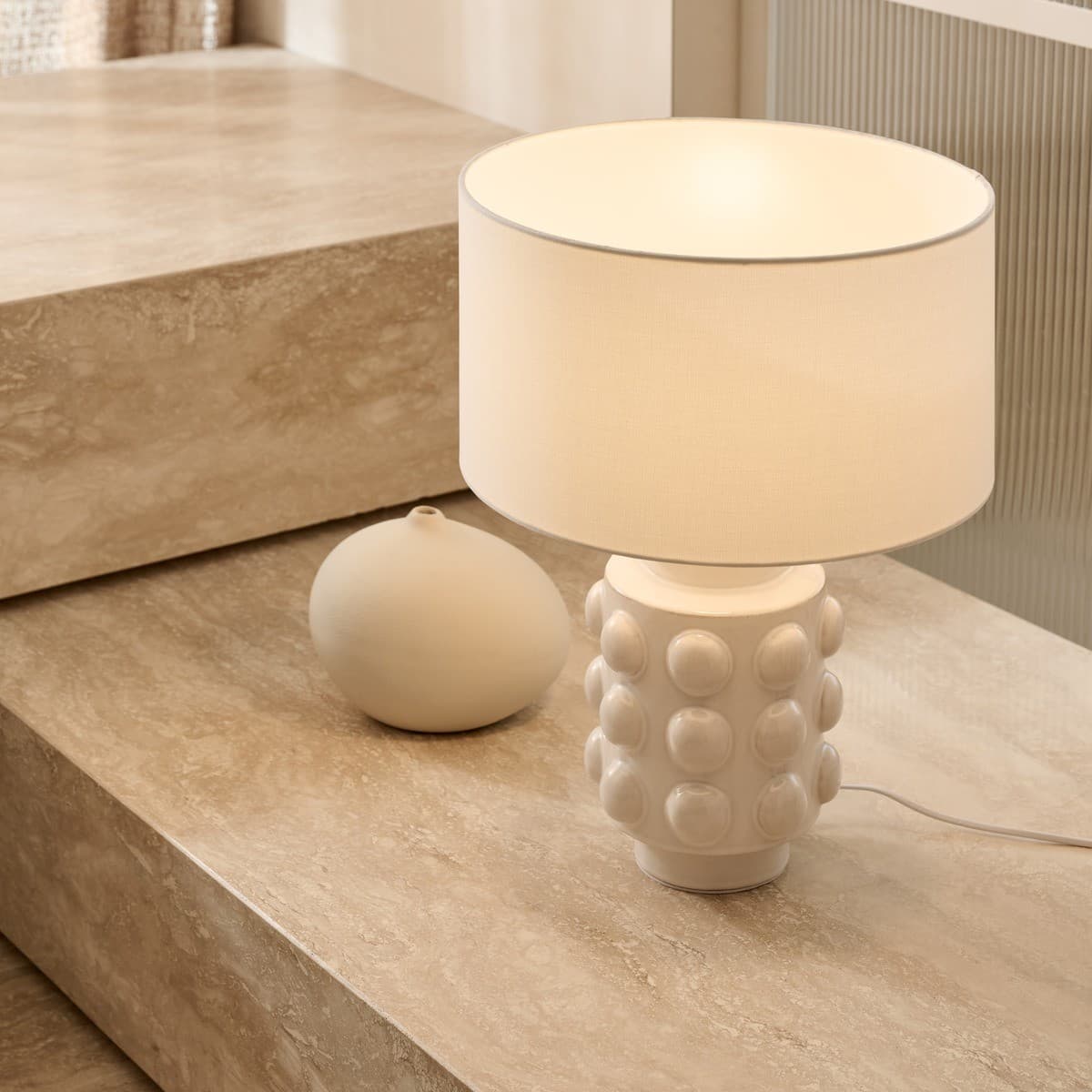 Palma 1 Light Table Lamp in White with White Shade-img-3